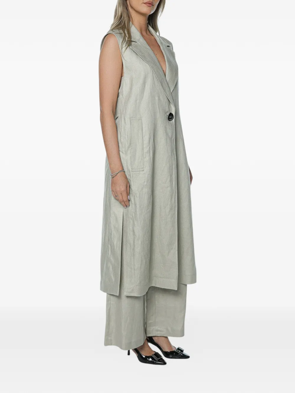 Armani Exchange Mouwloze jas met gekerfde revers Grijs
