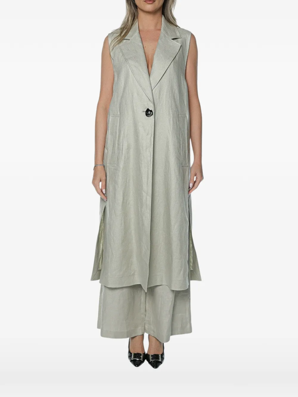Armani Exchange sleeveless notched-lapel coat - Grigio