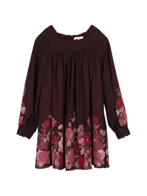 Chloé Kids floral-print wool dress