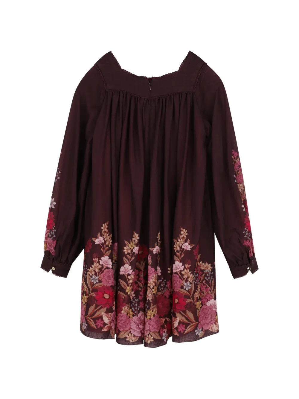Chloé Kids Wollen jurk met bloemen-print Rood