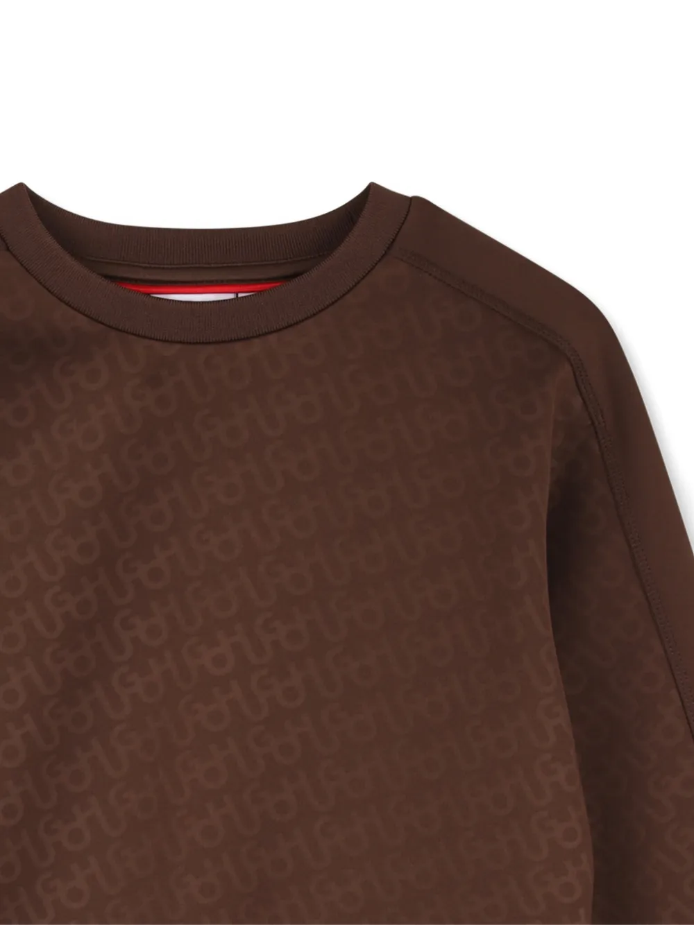HUGO KIDS Sweater met monogram-print Bruin