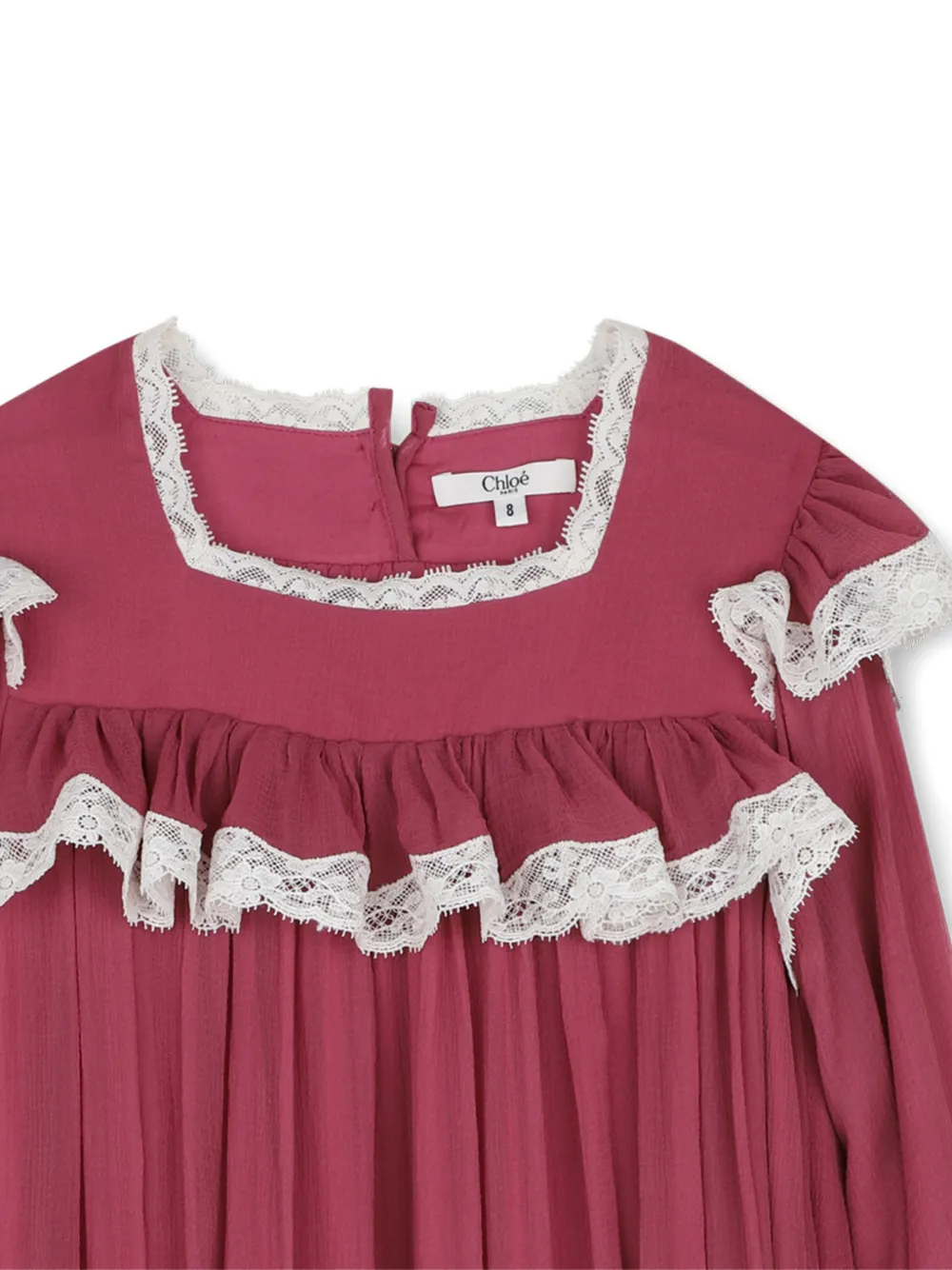 Chloé Kids Jurk met kanten afwerking en ruches Roze
