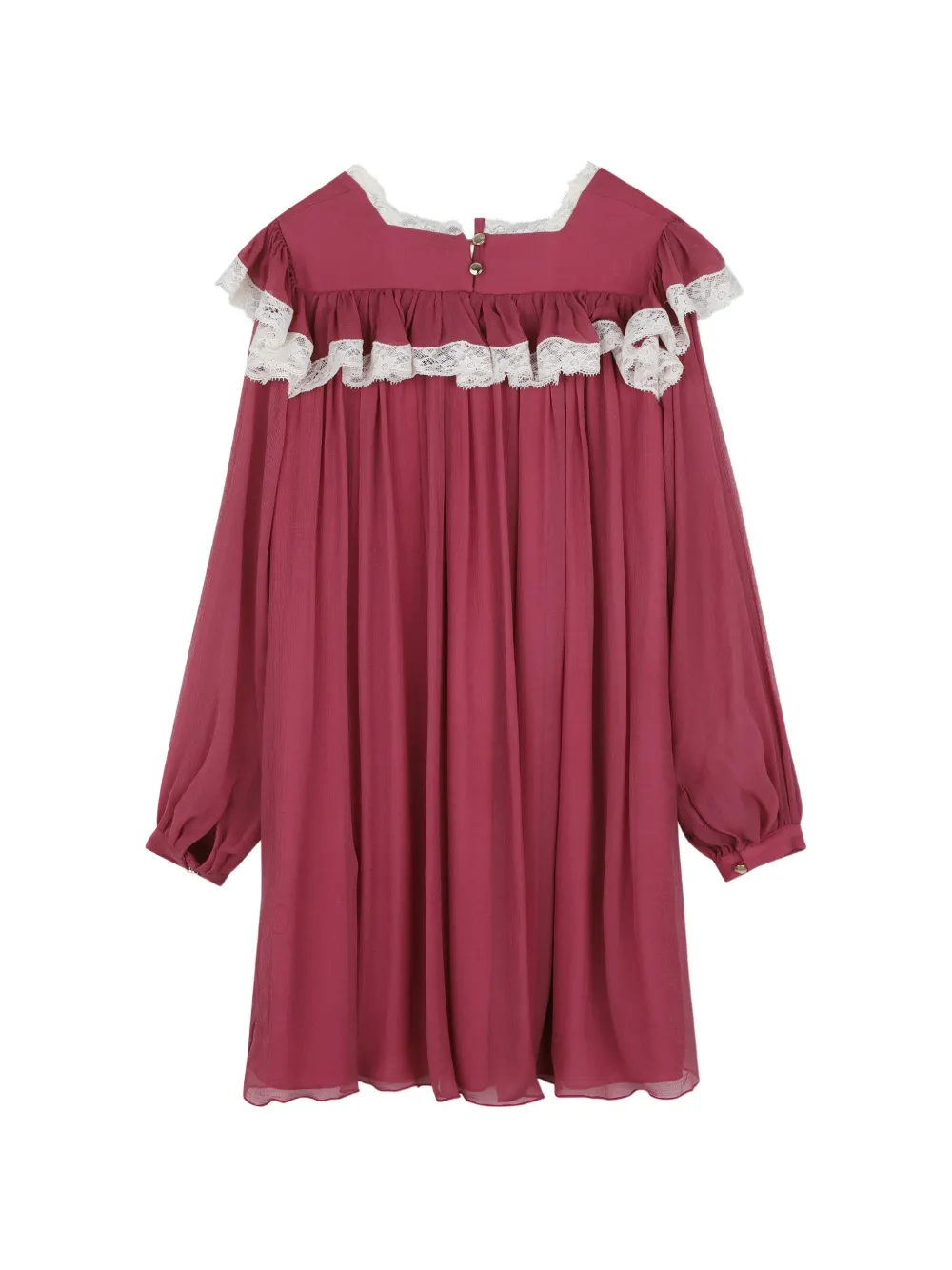 Chloé Kids Jurk met kanten afwerking en ruches Roze