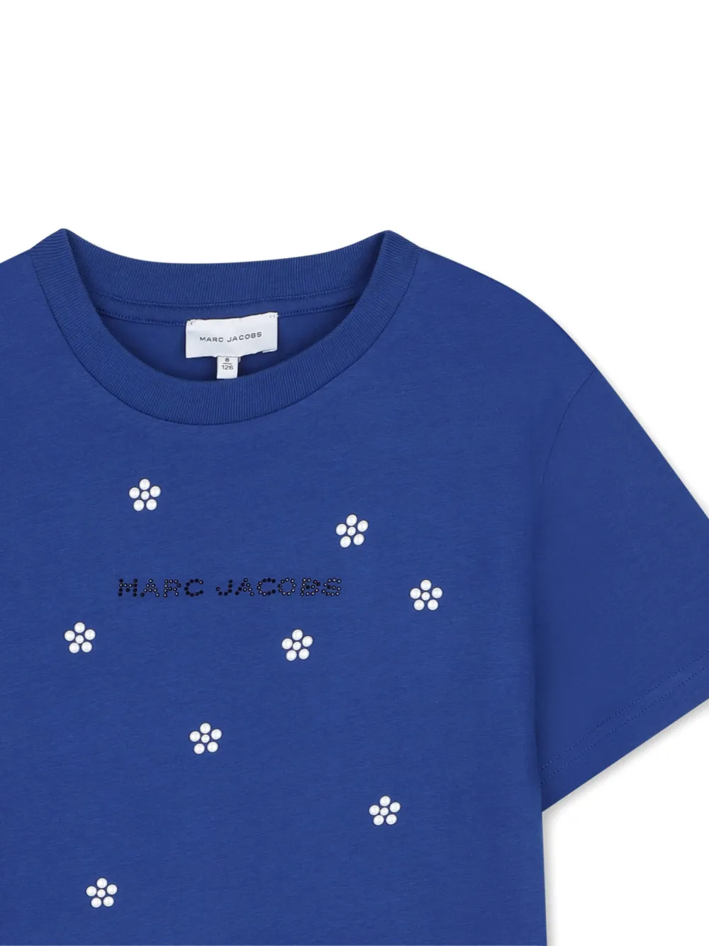Marc Jacobs Kids T-shirt verfraaid met kristallen en bloemen-print Blauw