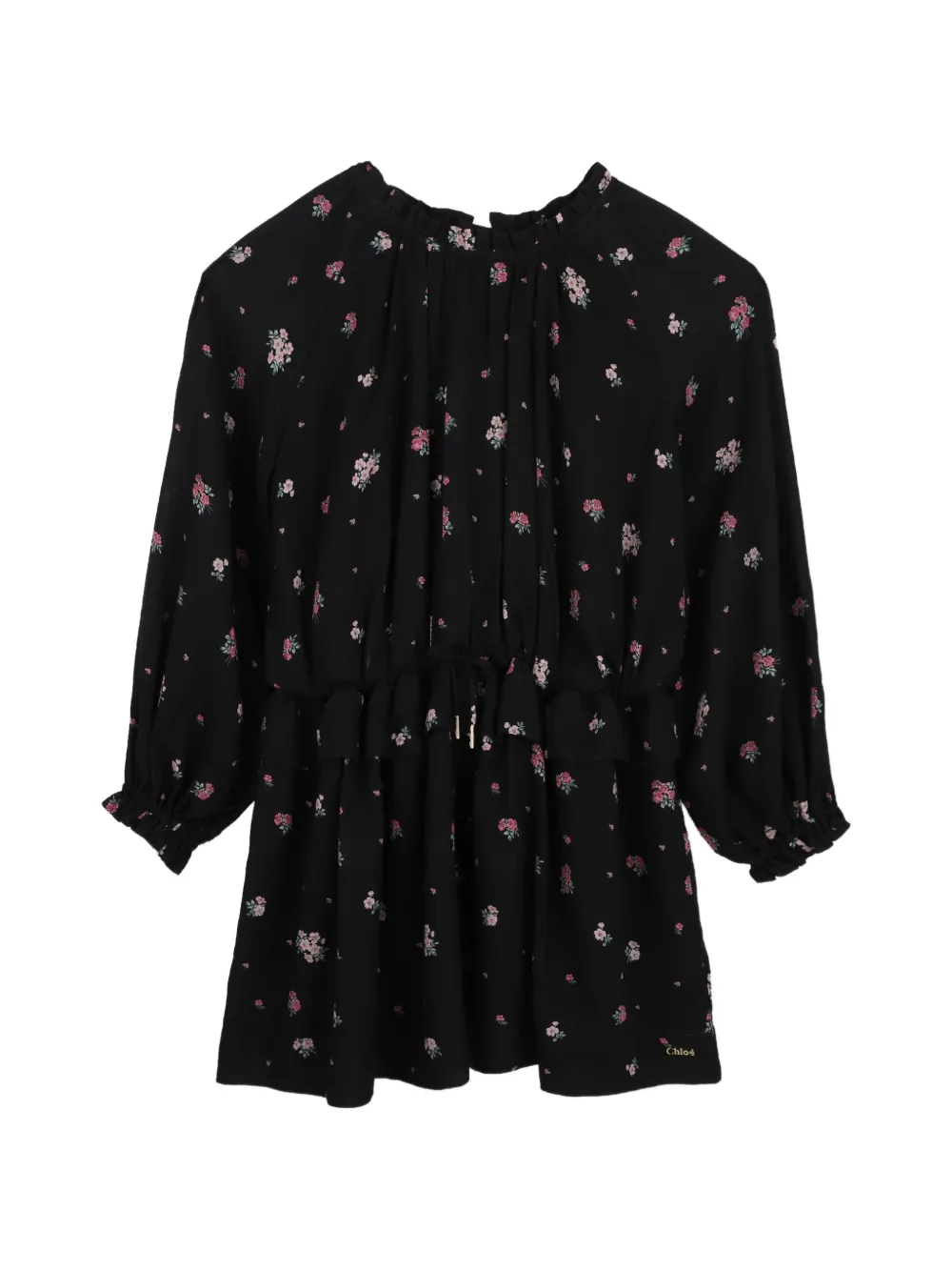 Chloé Kids floral-print ruffled dress - Black
