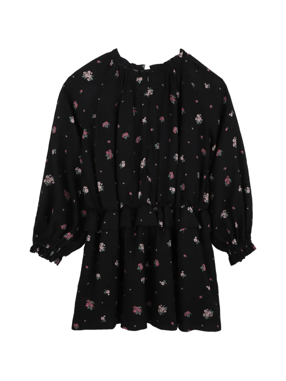Chloé Kids Jurk met bloemenprint en ruches Zwart