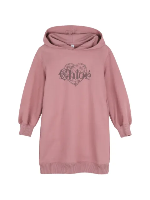 Chloé Kids logo-print hooded dress