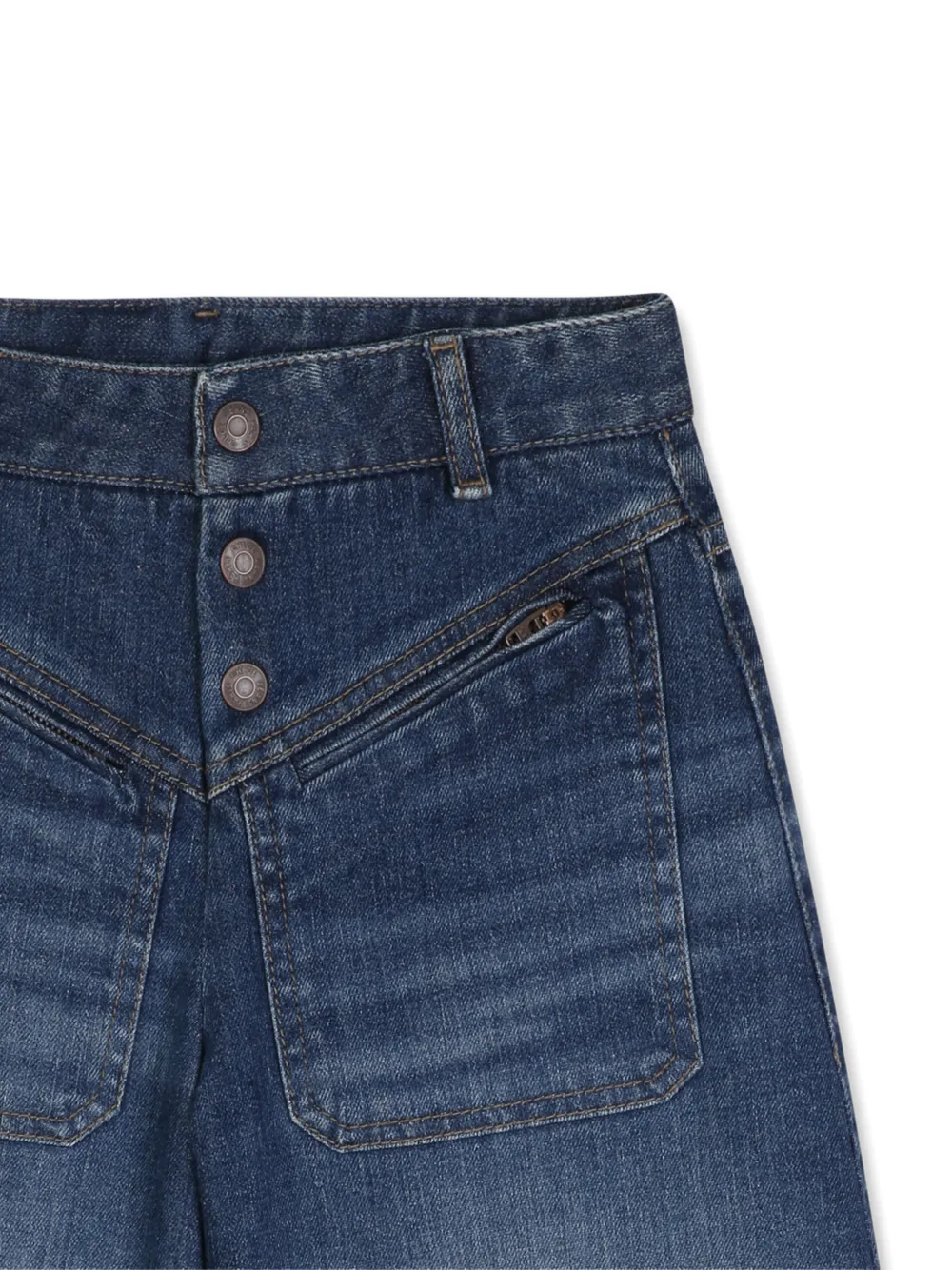 Chloé Kids Shorts met opgestikte zak en whisker-effect Blauw