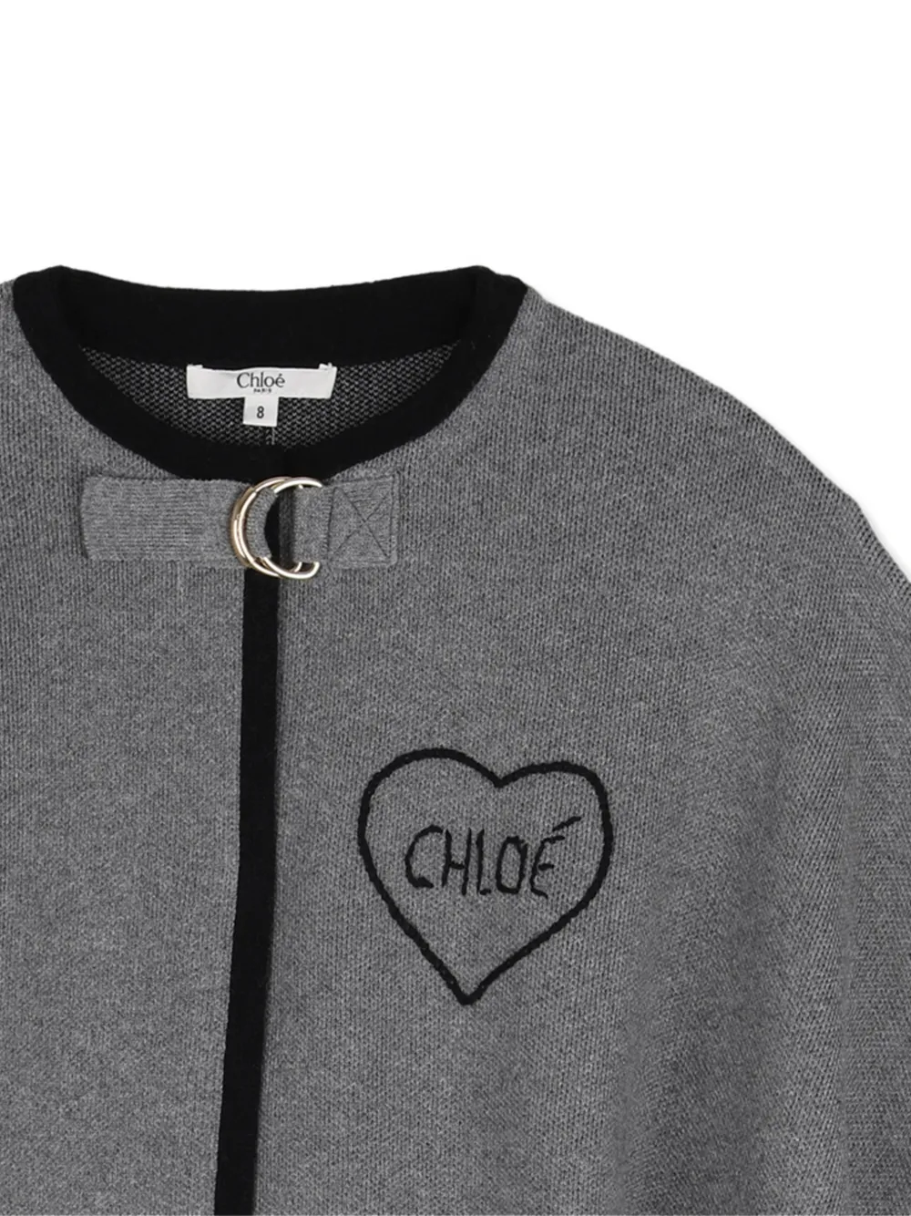 Chloé Kids Cape met geborduurd hart en gesp Grijs