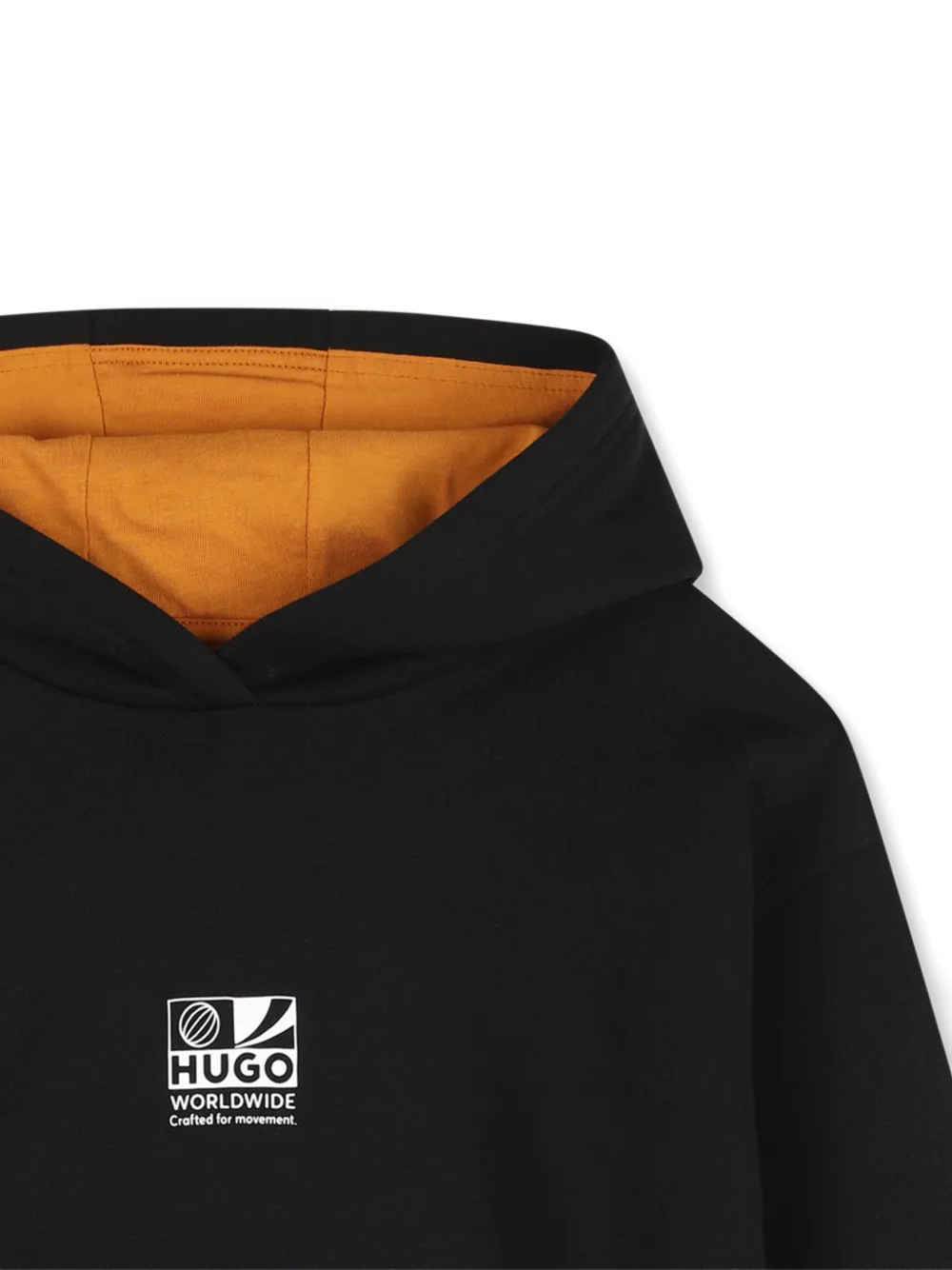 HUGO KIDS Hoodie met grafische print en buidelzak Zwart