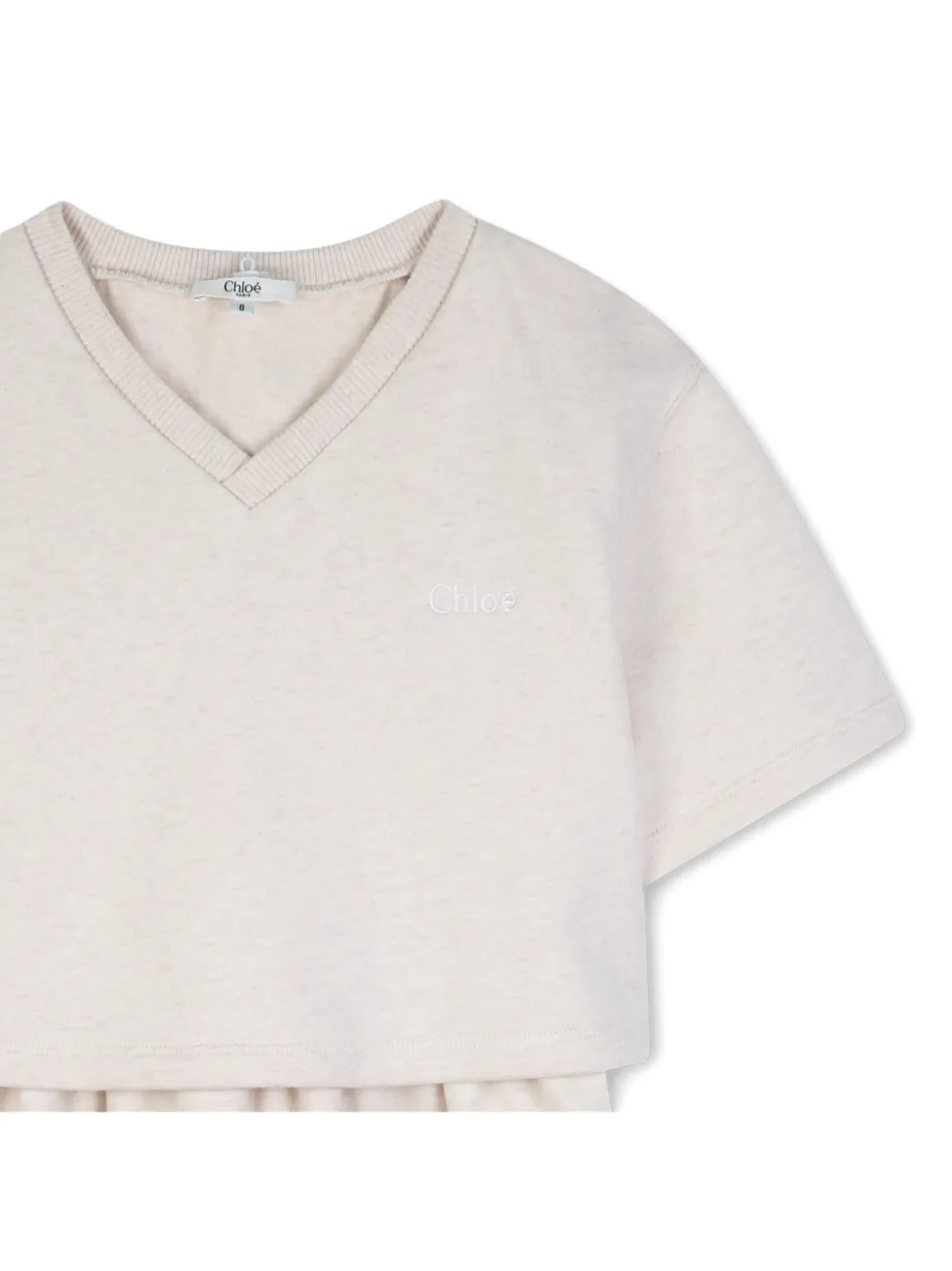 Chloé Kids Jurk met geborduurde kraag Beige