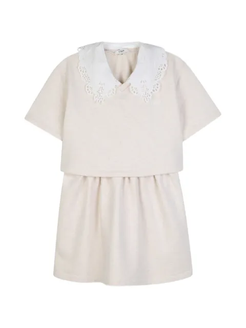 Chloé Kids embroidered-collar short-sleeve dress