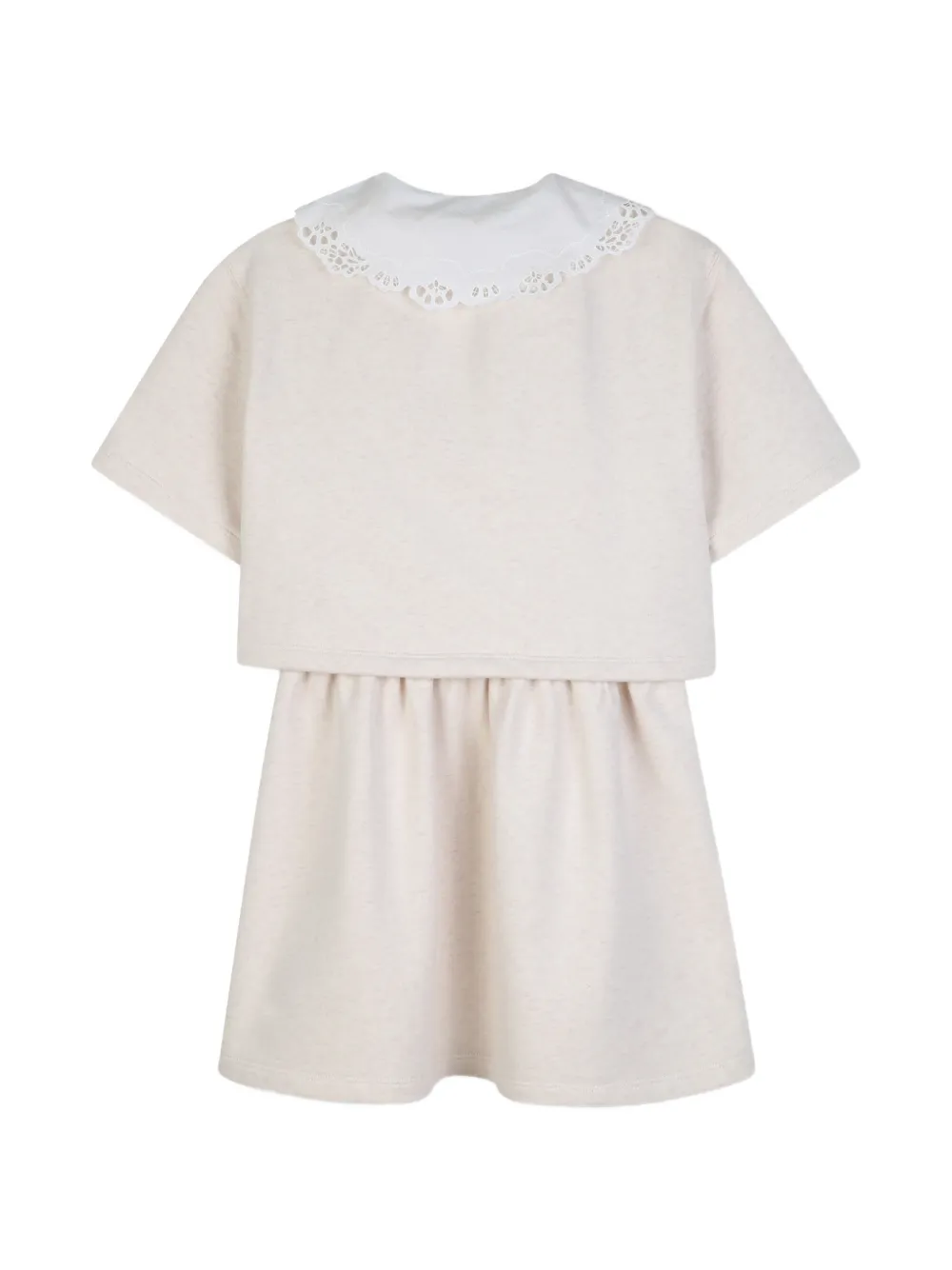 Chloé Kids Jurk met geborduurde kraag Beige