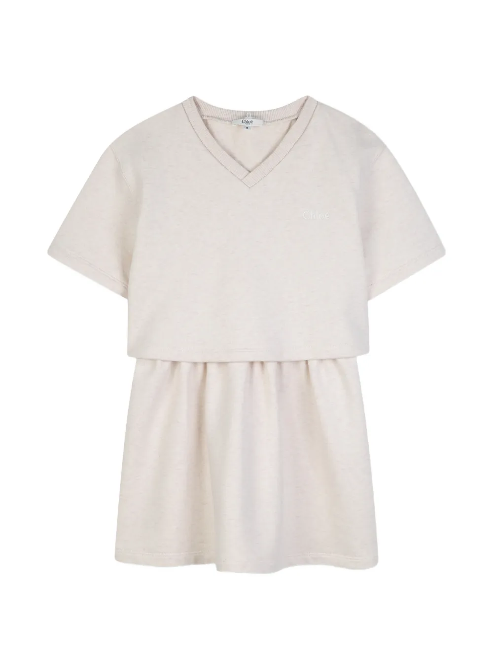 Chloé Kids Jurk met geborduurde kraag Beige