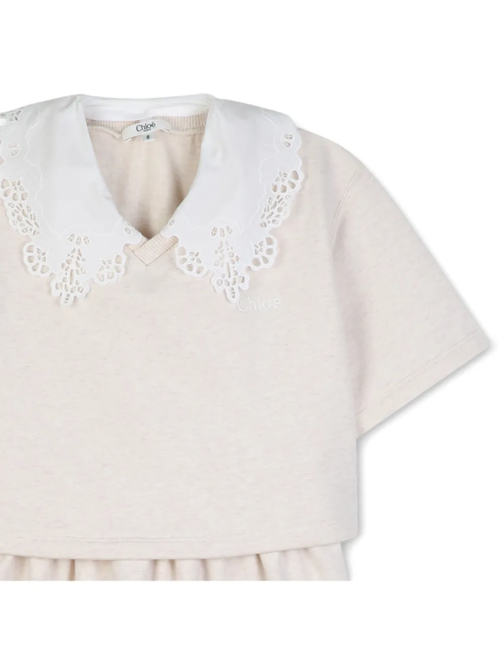 Chloé Kids Jurk met geborduurde kraag Beige