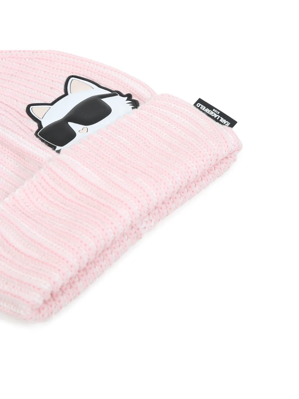 Karl Lagerfeld Kids Choupette geribbelde muts met patch Roze