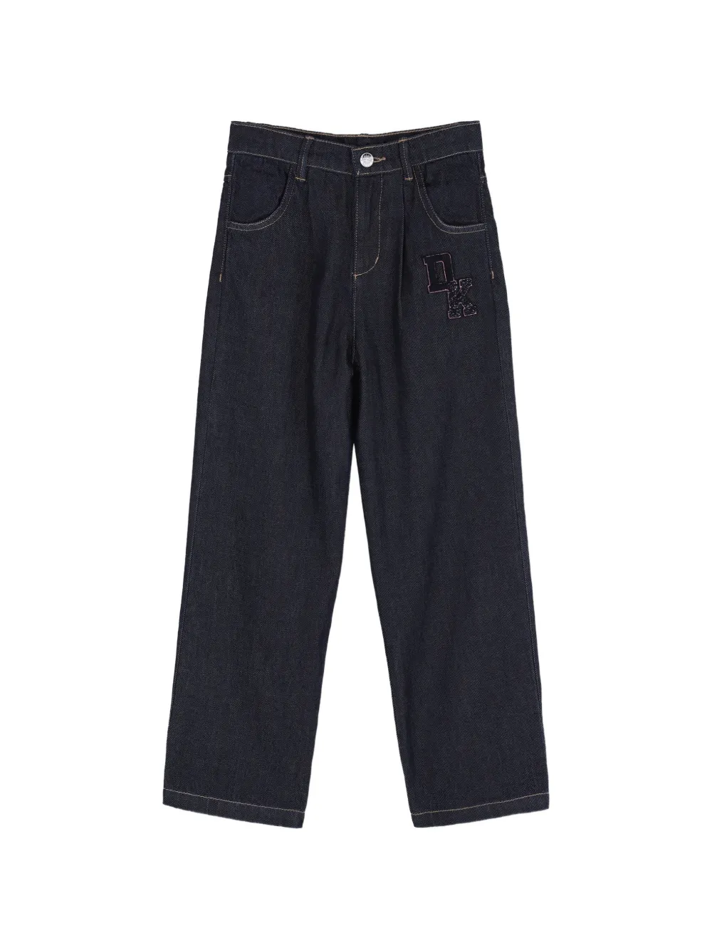 Dkny Kids Jeans a gamba ampia con applicazione - Blu