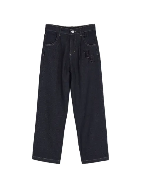 Dkny Kids logo-patch wide-leg jeans