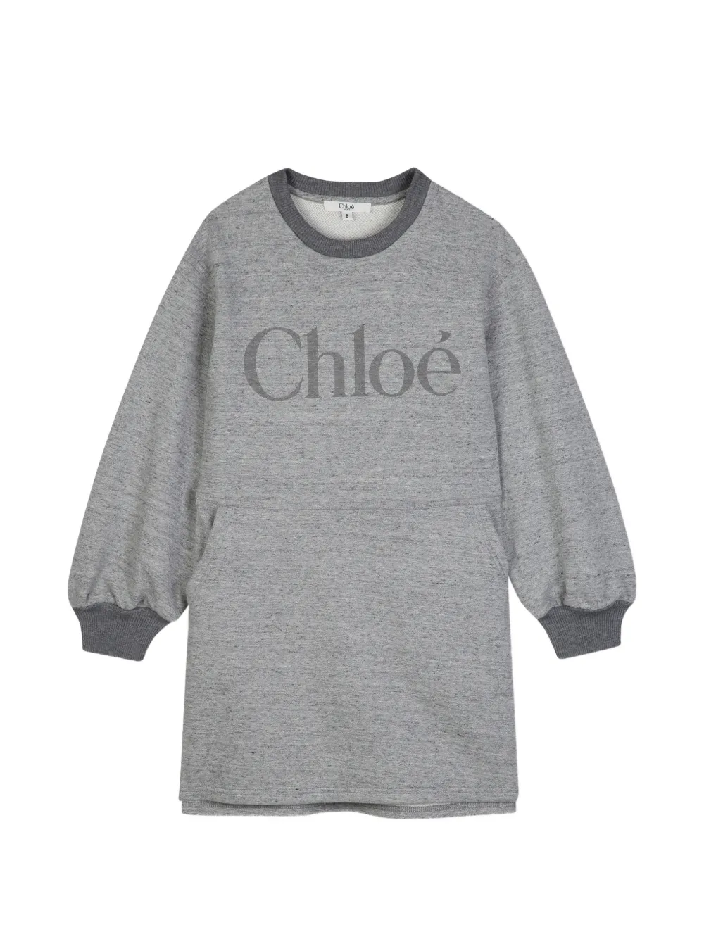 Chloé Kids logo-print long-sleeve dress - Grey