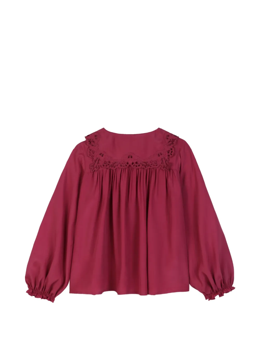Chloé Kids Broderie anglaise gesmockte shirt Roze