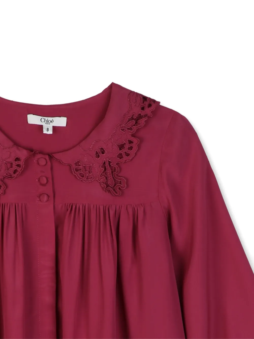 Chloé Kids Broderie anglaise gesmockte shirt Roze