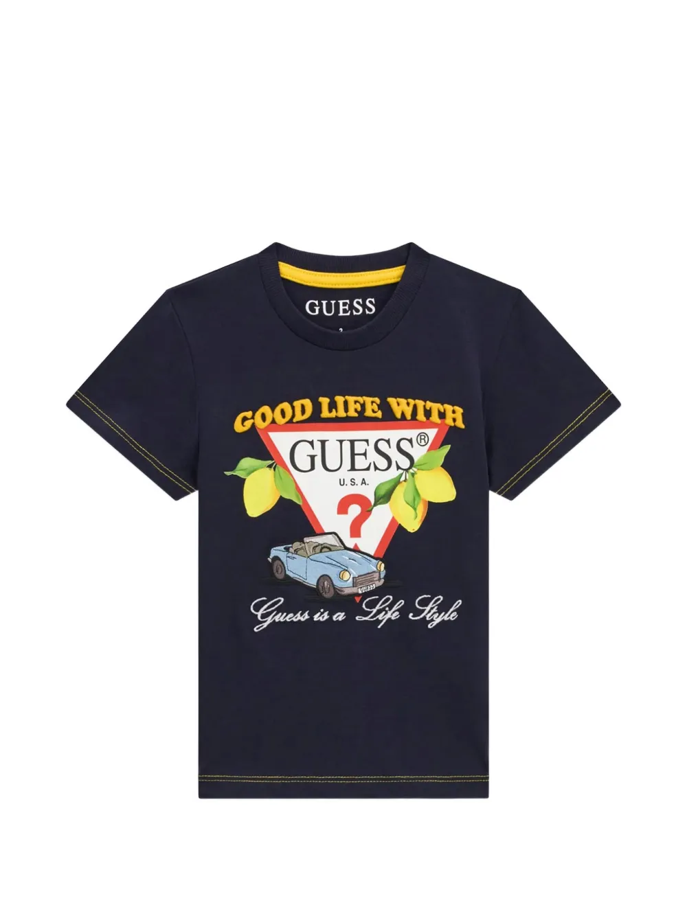 guess kids graphic-print T-shirt - Blu