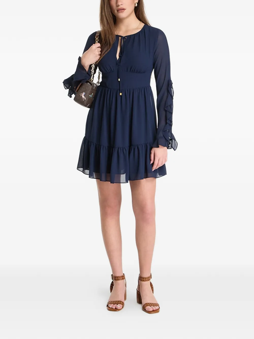 Michael Kors ruffled-sleeve mini dress - Blu