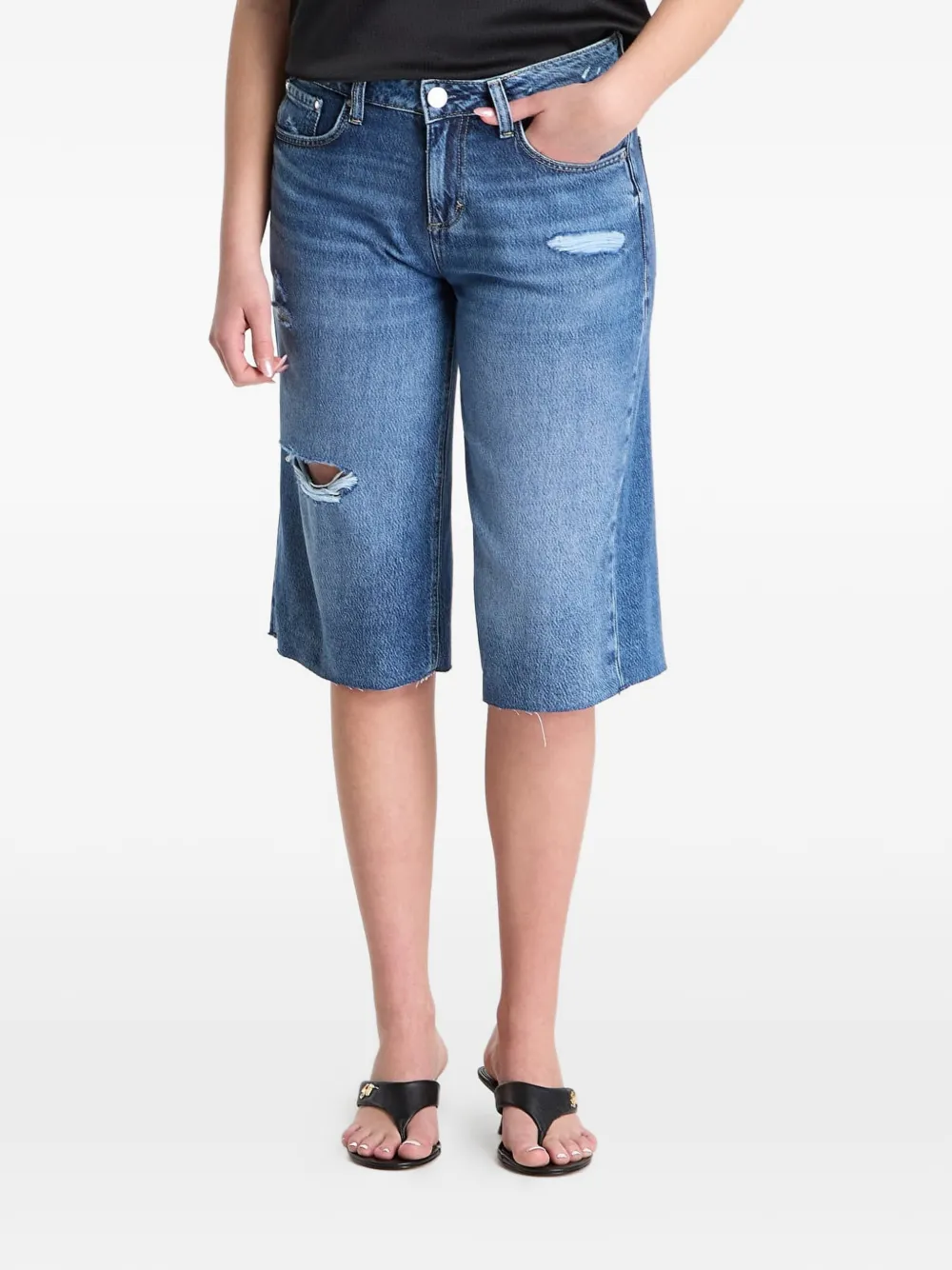 GUESS USA distressed raw-cut shorts - Blau