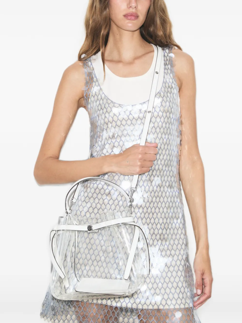 Tory Burch Romy clear bucket bag - Bianco