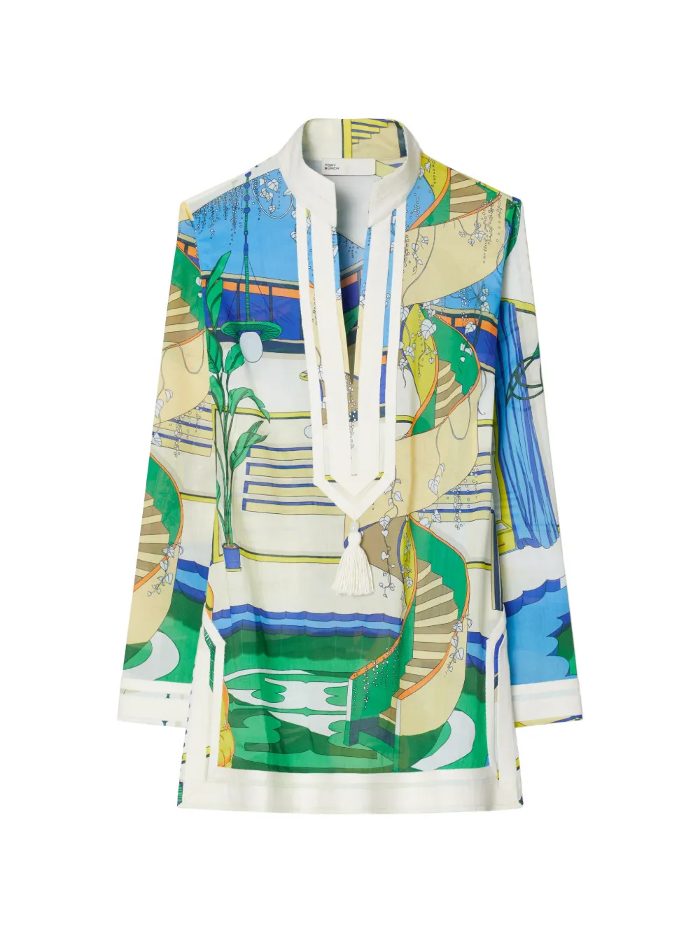 Tory Burch Printed Tory Tunic In Neutral