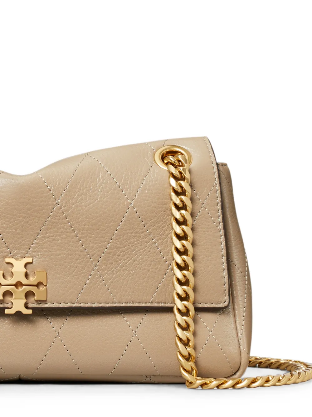 Tory Burch Kleine Charlie gewatteerde schoudertas Beige