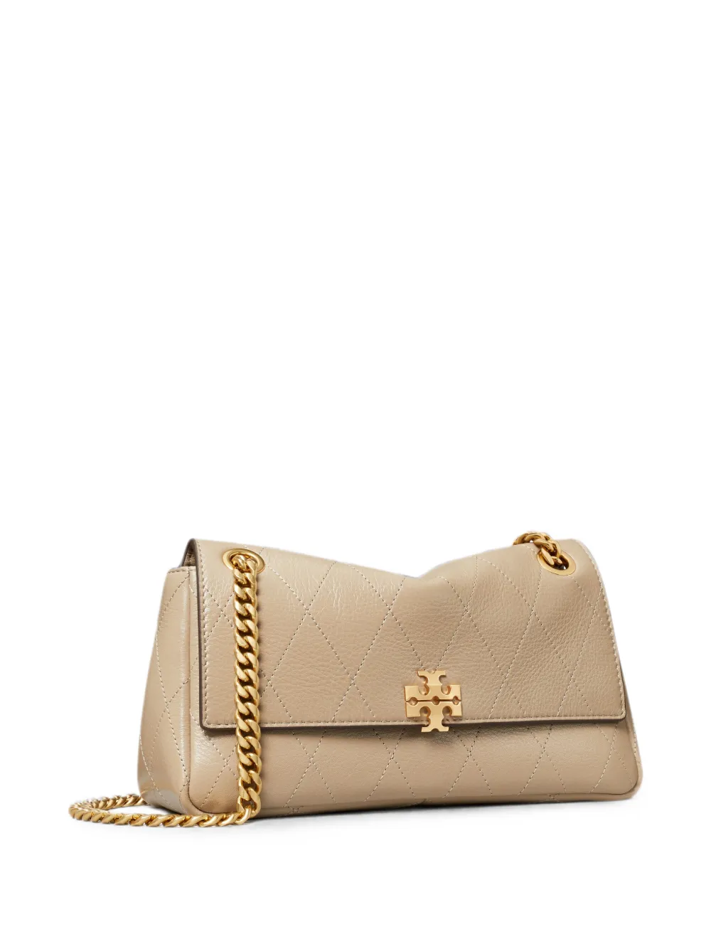 Tory Burch Kleine Charlie gewatteerde schoudertas Beige