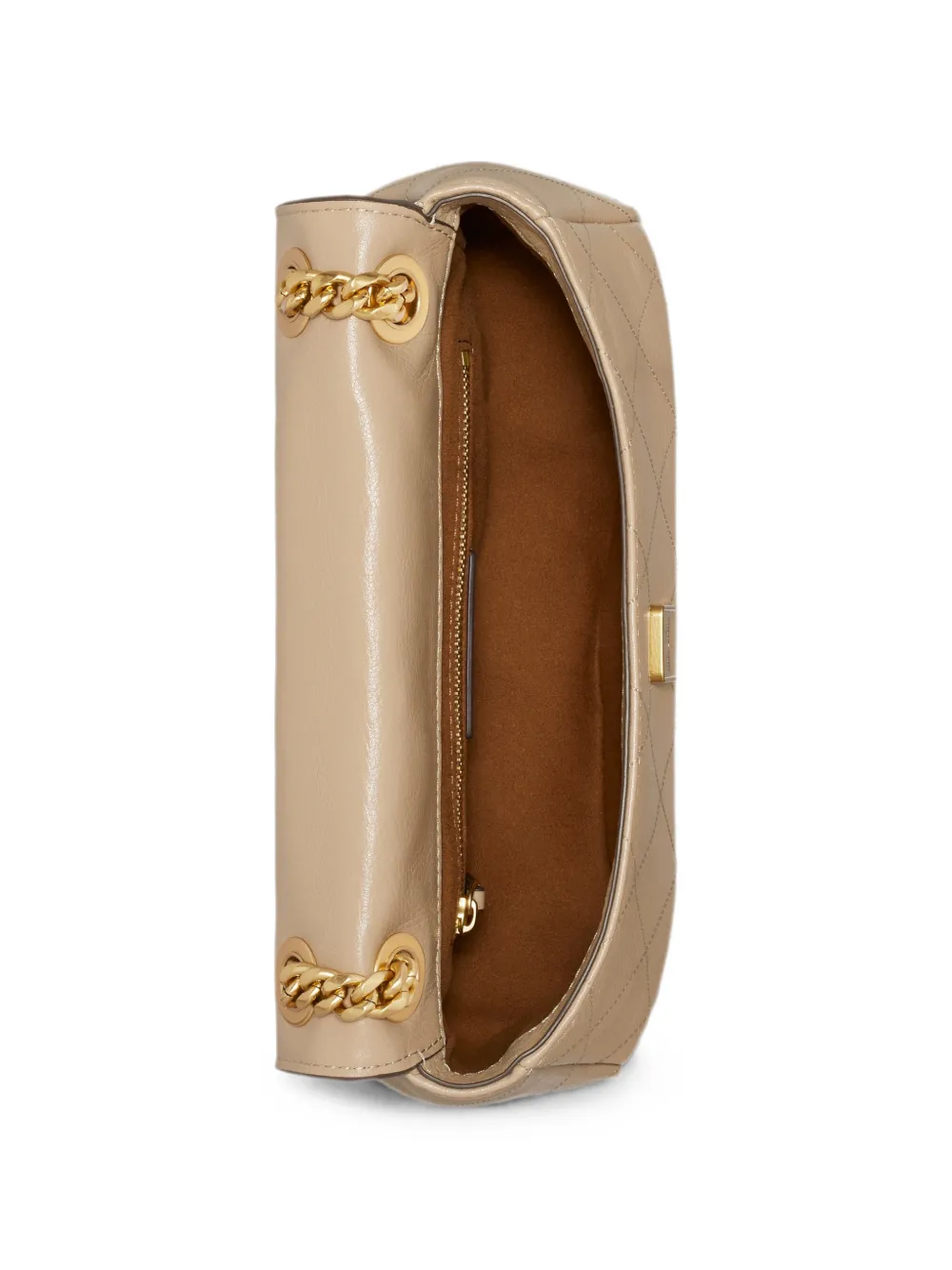 Tory Burch Kleine Charlie gewatteerde schoudertas Beige