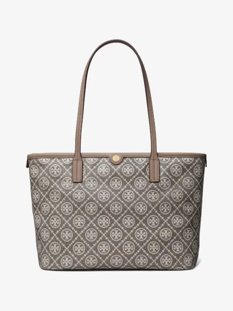 Tory Burch T Monogram coated jacquard small zip tote bag