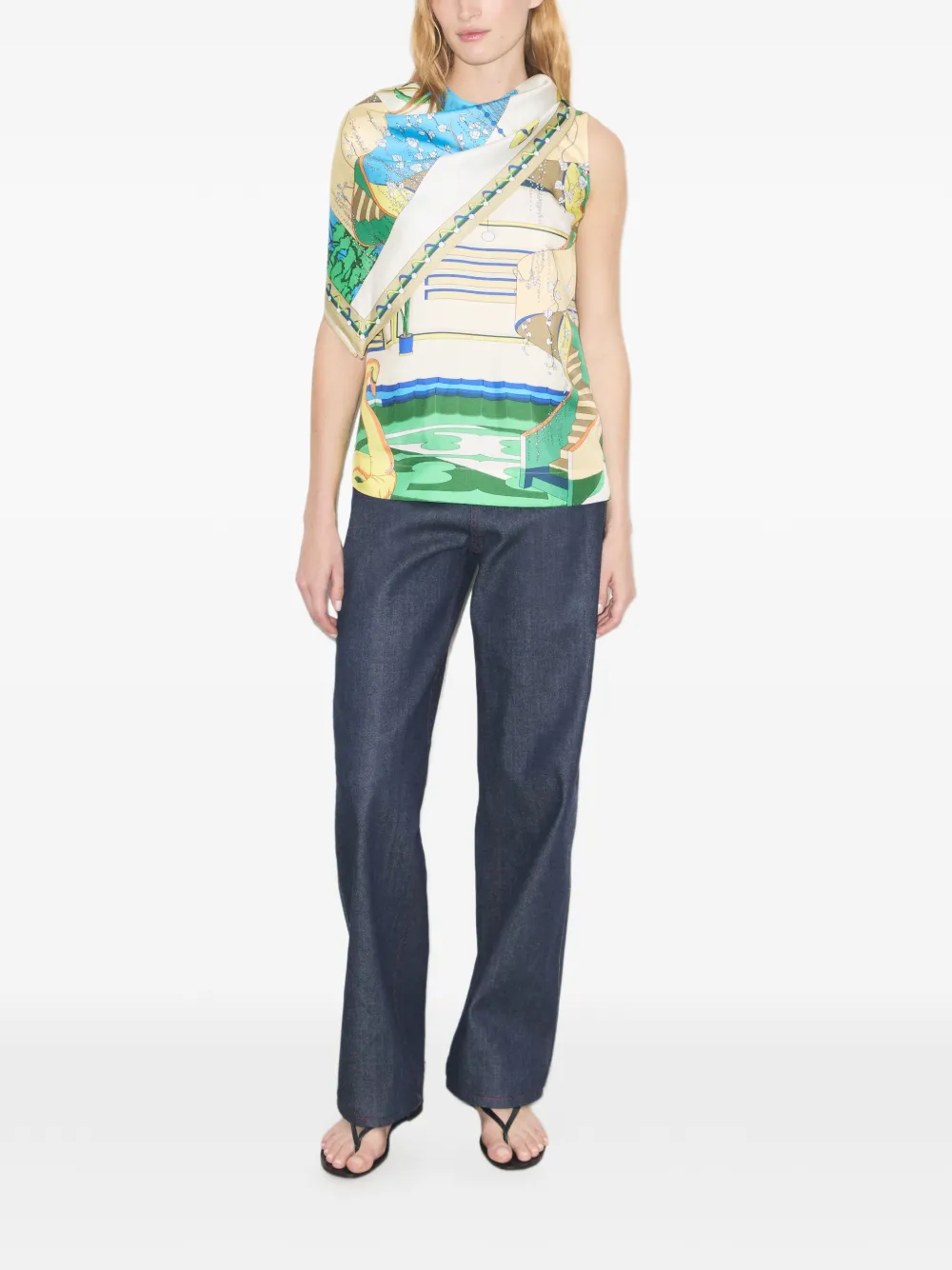 Tory Burch Zijden cape top met print Blauw