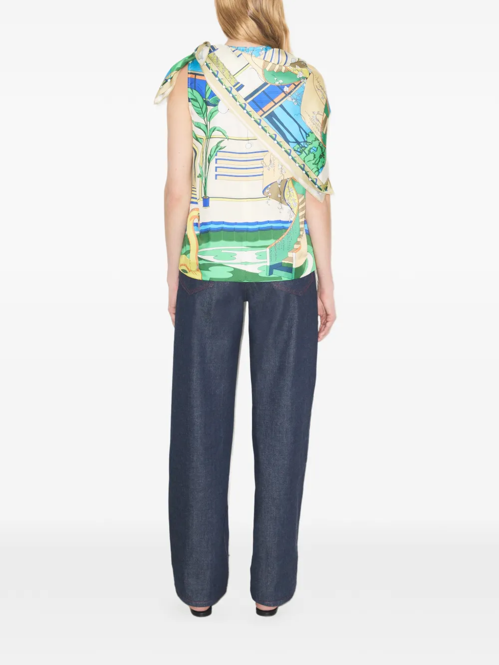 Tory Burch Zijden cape top met print Blauw