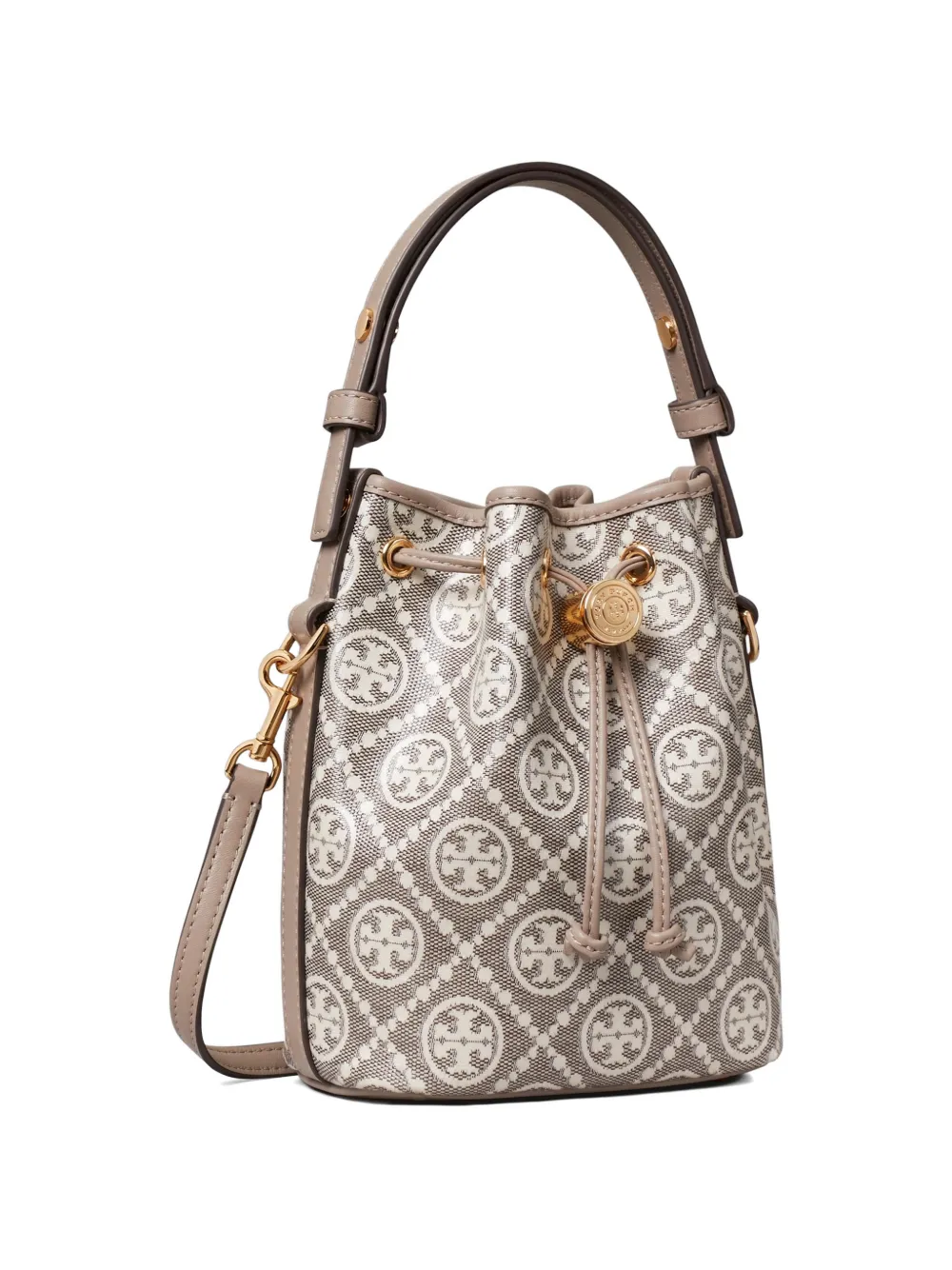 Tory Burch Mini bucket-tas met gecoat jacquard en T-monogram Grijs