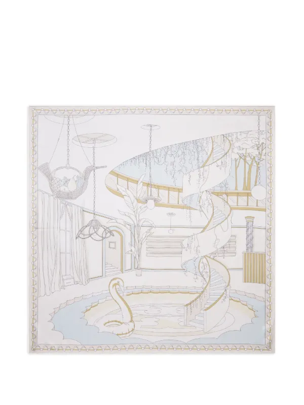 Tory Burch The Pool Silk Square Scarf in Neutrals