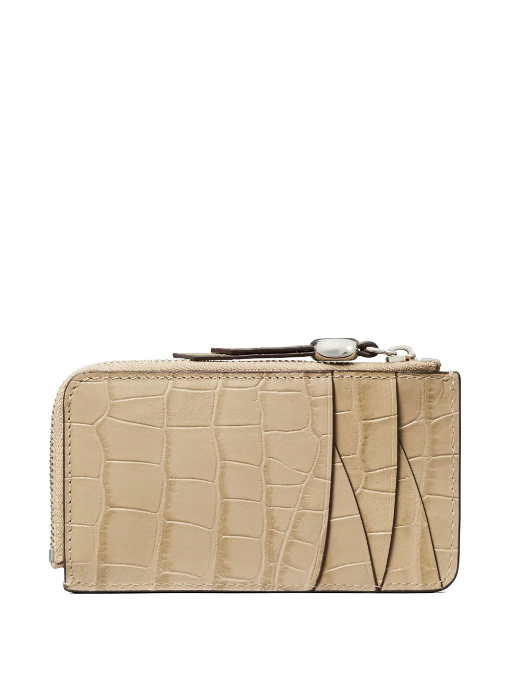 Tory Burch Romy pasjeshouder met rits en krokodillen-reliëf Beige