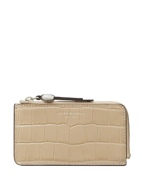 Tory Burch tarjetero Romy con cierre y efecto de piel de cocodrilo