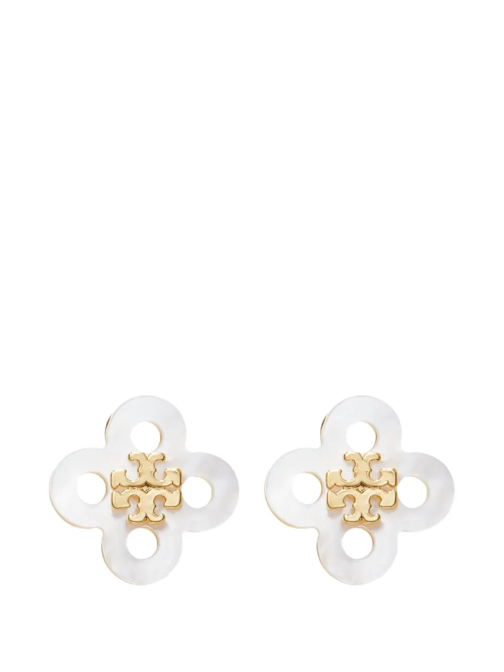 Tory Burch Forget Me Not clover stud earrings - Bianco