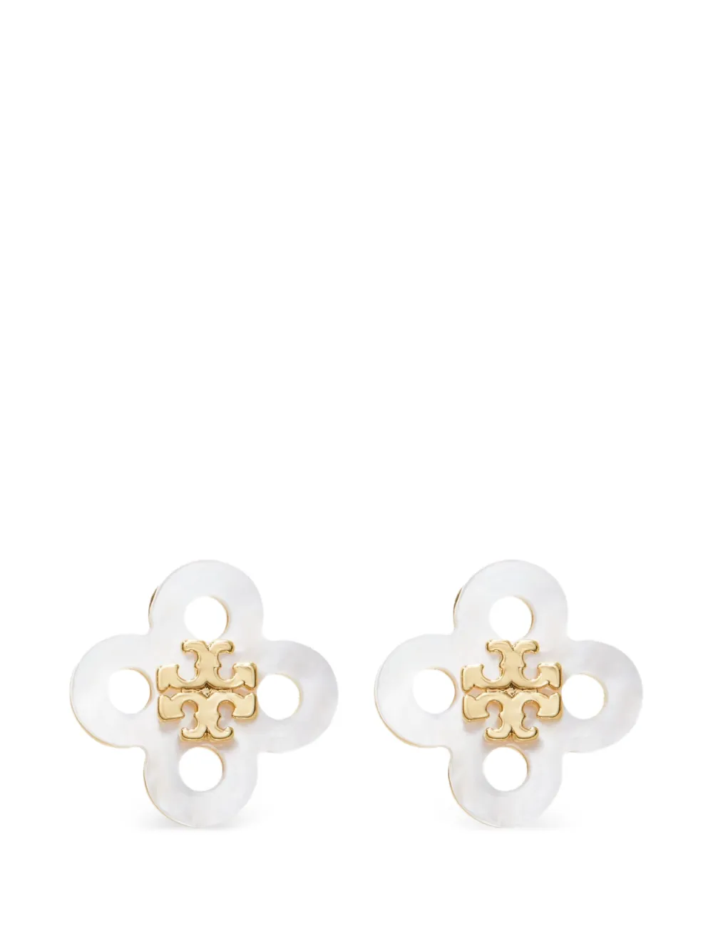 Tory Burch Forget Me Not clover stud earrings - Bianco
