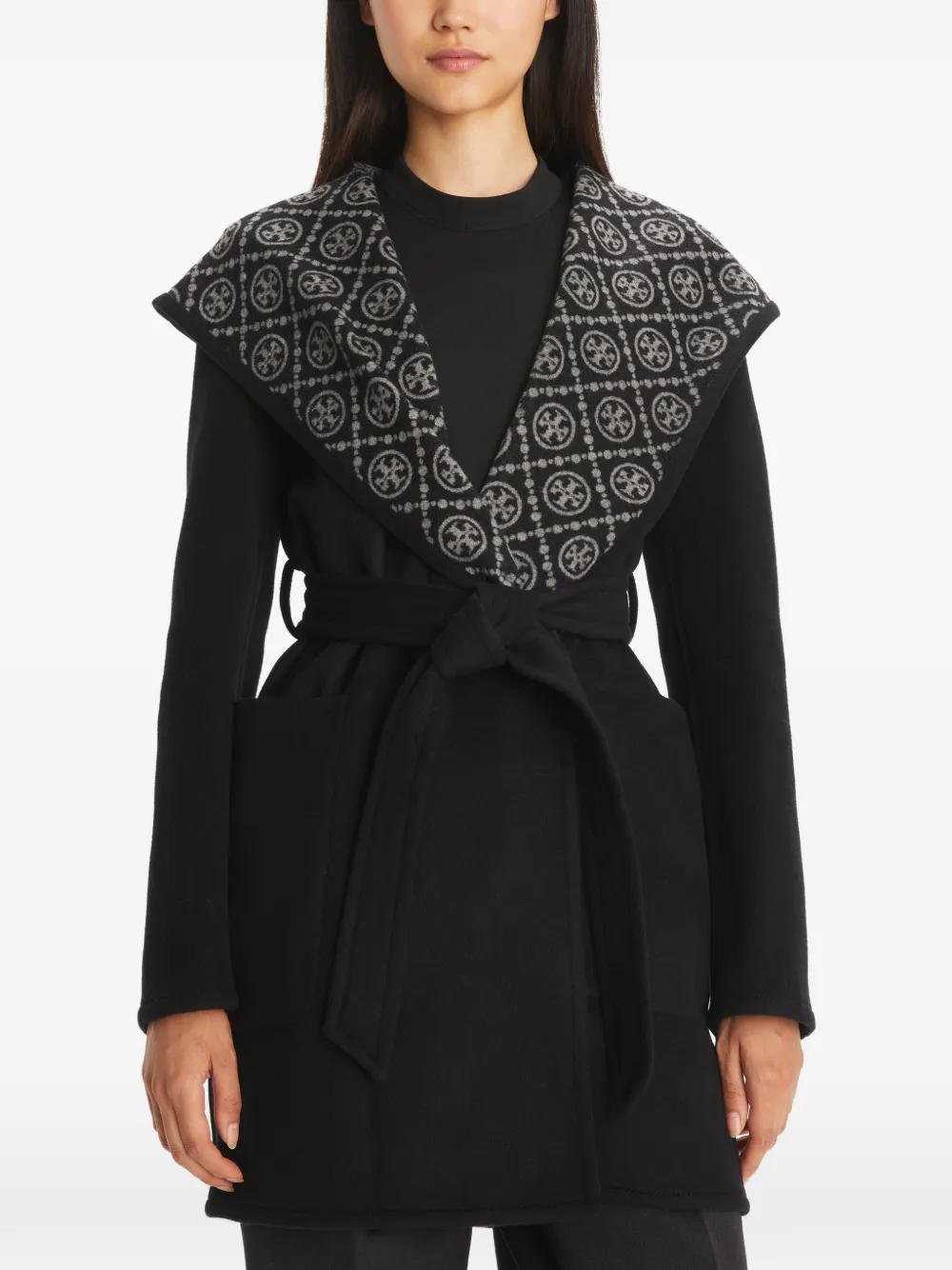 Tory Burch Wollen jas met capuchon Zwart