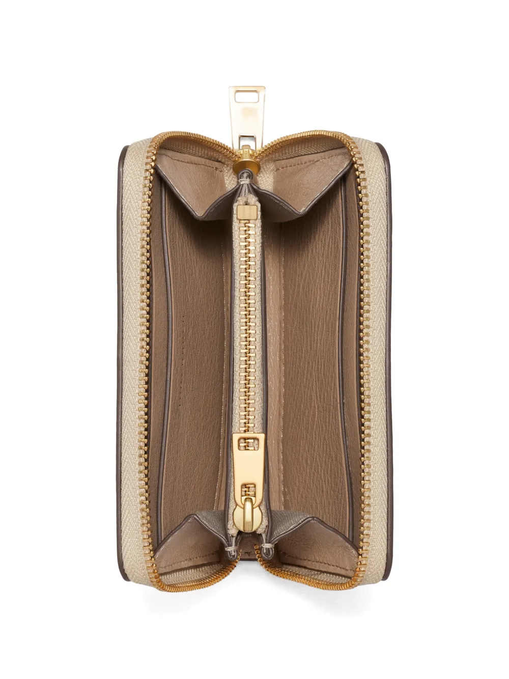 Tory Burch Kleine Charlie gewatteerde portemonnee met rits Beige