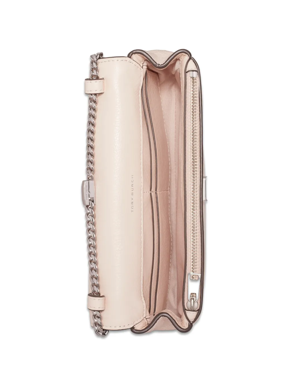 Tory Burch Charlie gewatteerde crossbodytas met ketting Beige