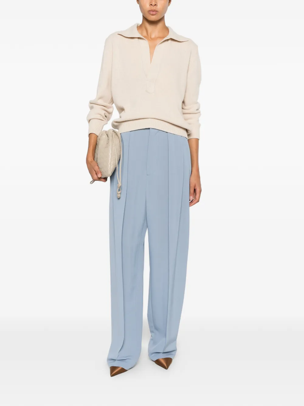 Victoria Beckham Straight broek met plooien Blauw