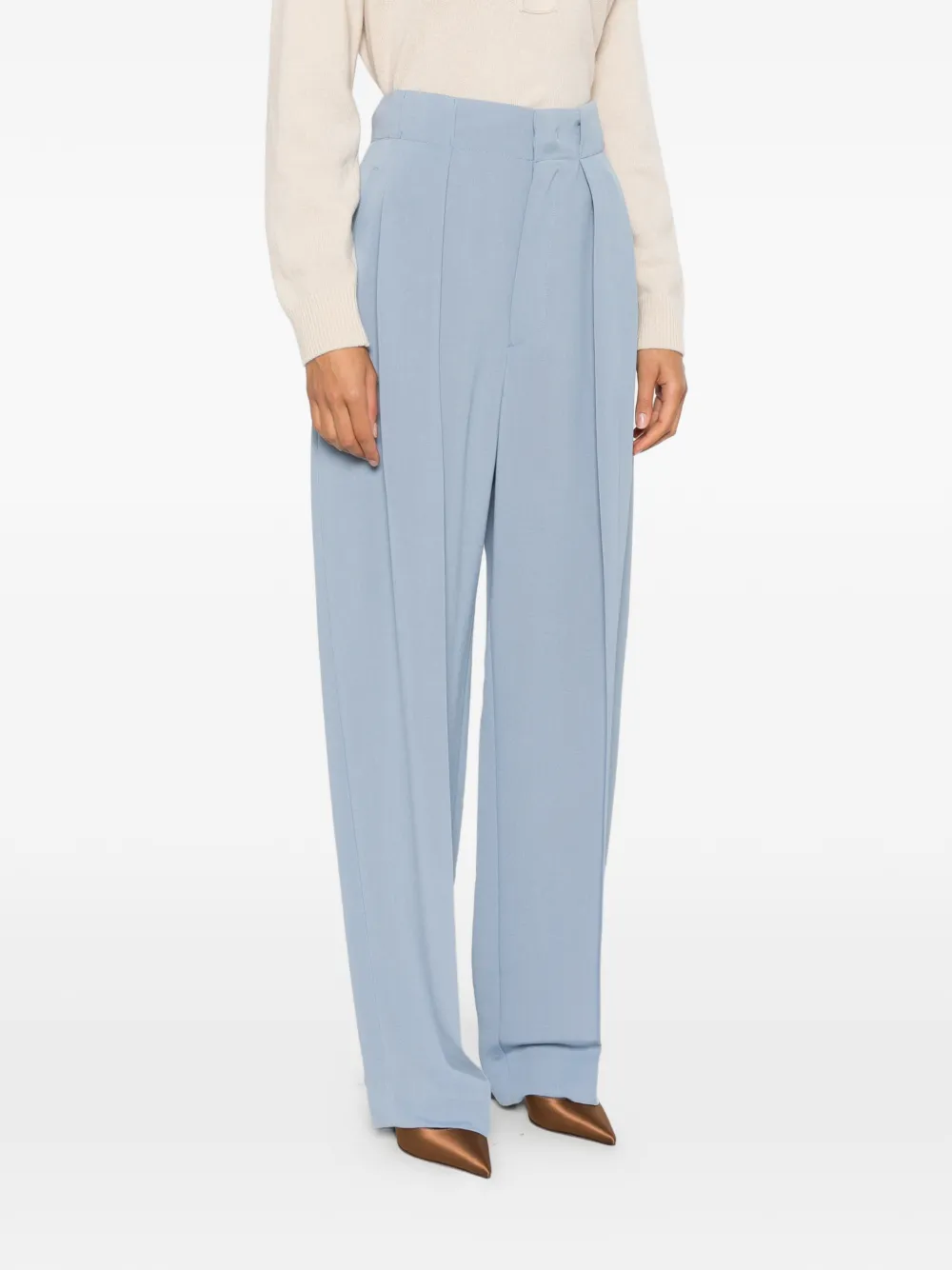 Victoria Beckham Straight broek met plooien Blauw