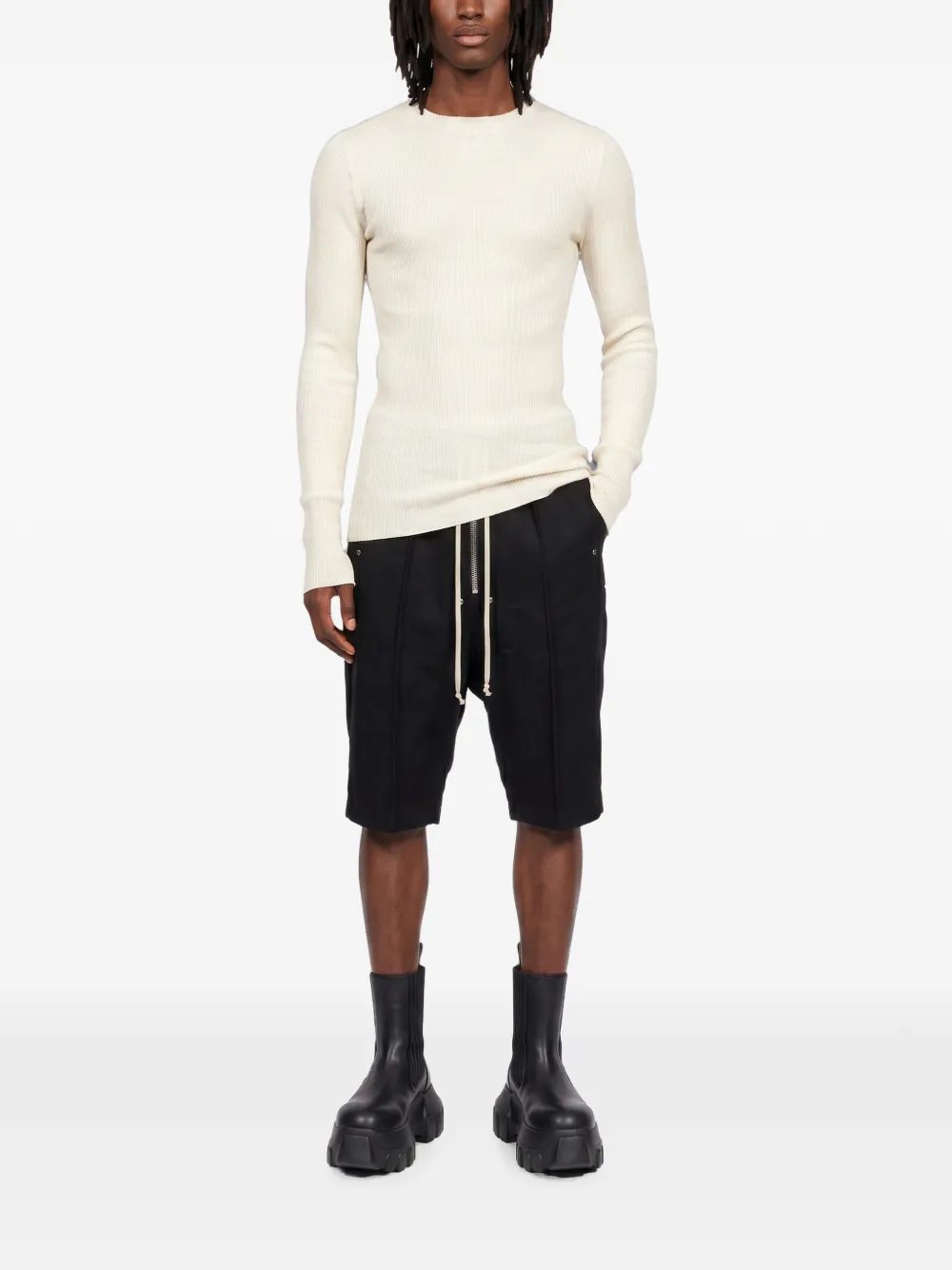 Rick Owens Ribgebreid T-shirt Beige