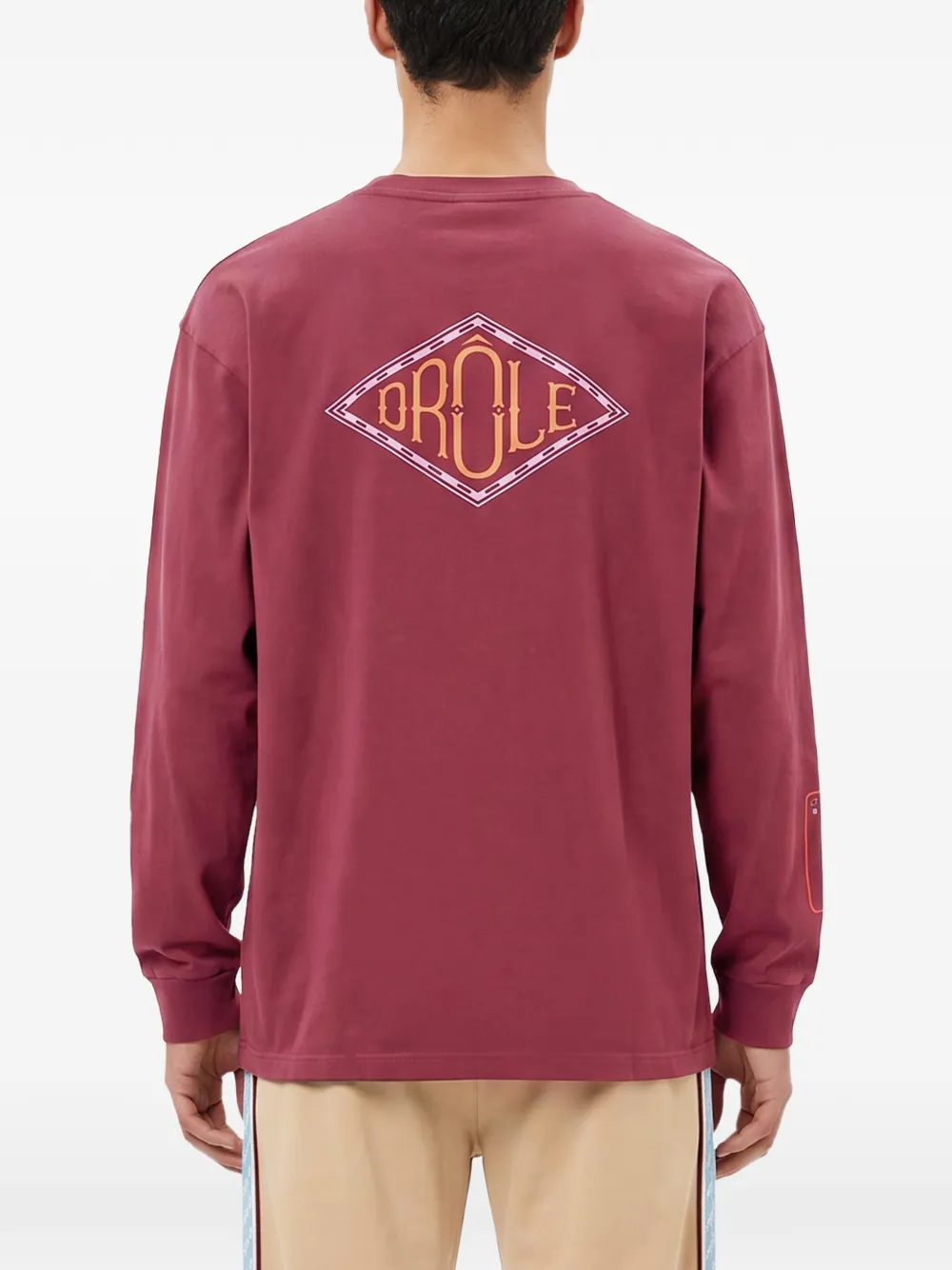 Drôle De Monsieur T-shirt met speelkaart-print en lange mouwen Rood