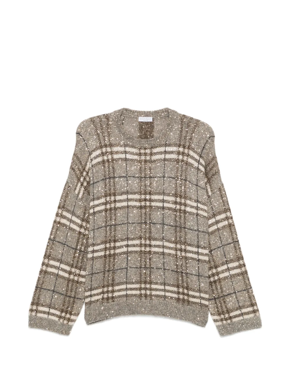 Brunello Cucinelli sequin-embellished checked sweater - Grey